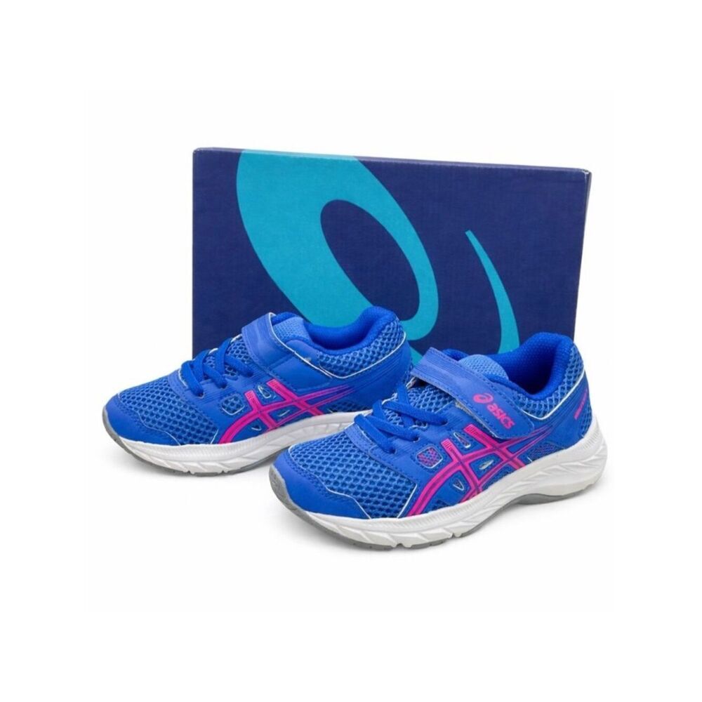 ASICS Contend 5 PS Kids Supportive Sneakers Size 10 Blue Coast Hot Pink Running